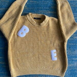 Obey Yellow Mustard Knit Sweater with White Letters Size Medium